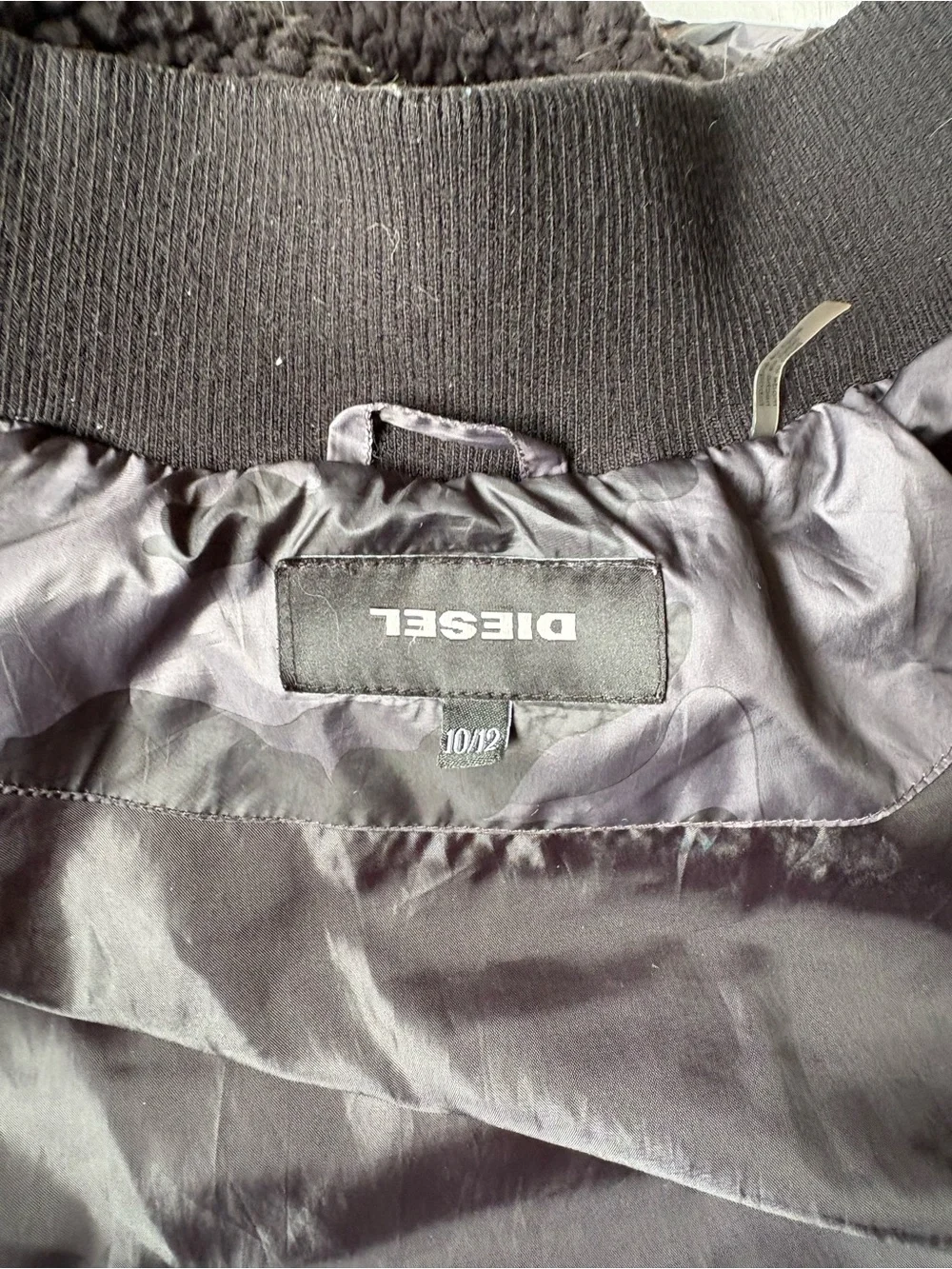 Diesel Kids Black Camo Winter Puffer Jacket with Hood 10/12